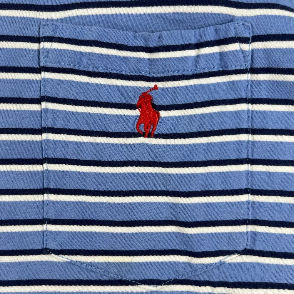 Polo Ralph Lauren Polo Shirt Mens‎ 2XB Big Blue Striped Short Sleeve Classic